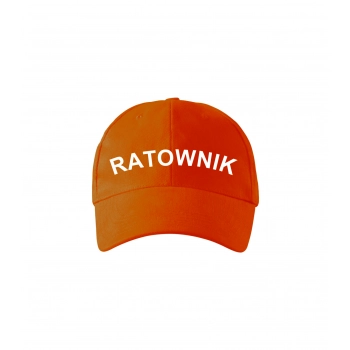 Pomarańczowa czapka z napisem ratownik
